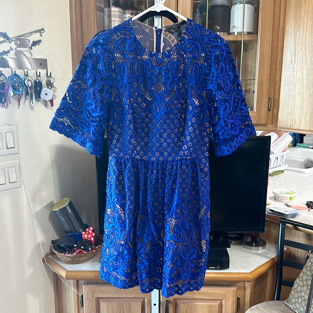 BCBGMAXAZRIA Blue Lace Dress